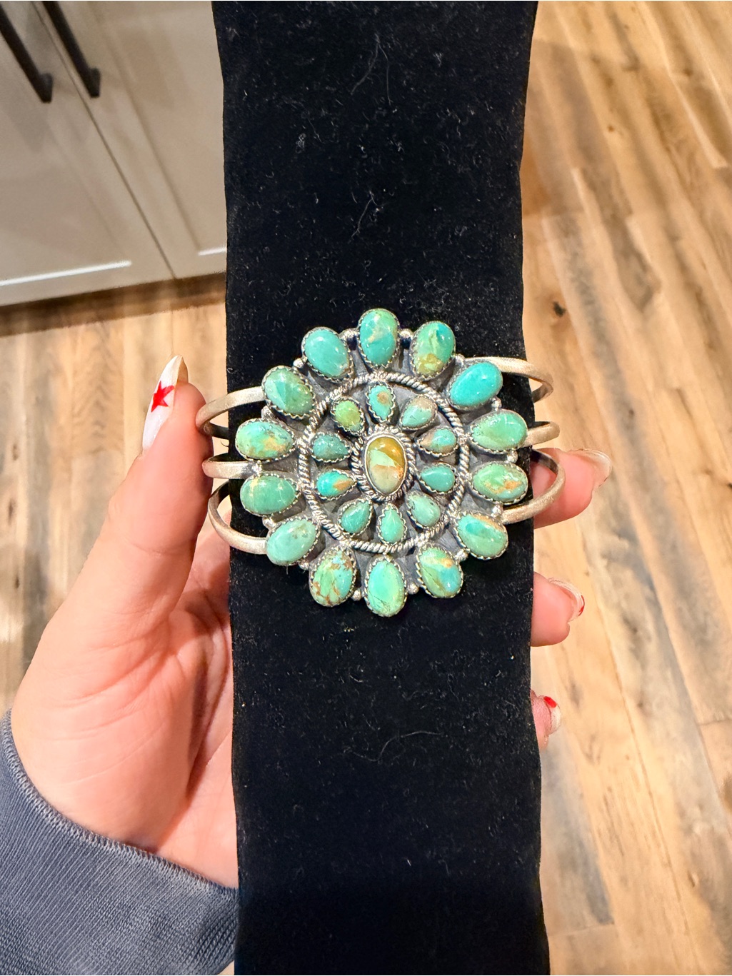 Turquoise Cluster Cuff Bracelet - Women Jewelry
